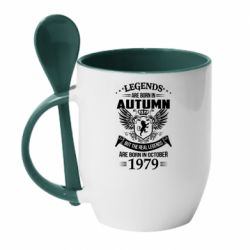 Чашка с ложкой Легенды рождаются. Ваш месяц год рождения (англ.) - PrintSalon