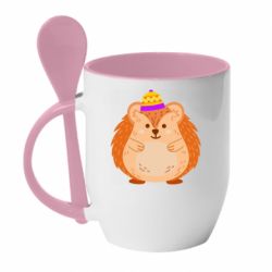 Чашка с ложкой Little hedgehog in a hat - PrintSalon