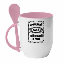 Чашка с ложкой Лучший крестный в мире - PrintSalon