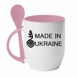 Кружка з керамічною ложкою Made in Ukraine symbol - PrintSalon