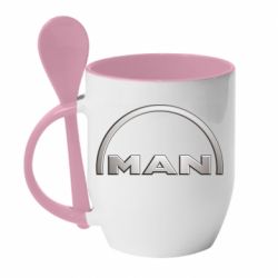 Чашка с ложкой Man metallic logo - PrintSalon