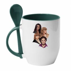 Чашка с ложкой Maneskin band art - PrintSalon