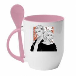 Чашка с ложкой Manjiro And Draken - PrintSalon