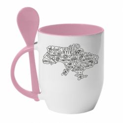 Чашка с ложкой Map Ukraine - PrintSalon