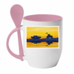 Чашка з ложкою Марка Доброго вечора, ми з України - PrintSalon