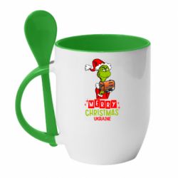 Чашка з ложкою З Різдвом Христовим Україно-Грінч і Генератор - PrintSalon