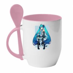 Чашка с ложкой Miku art - PrintSalon