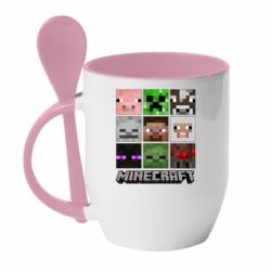 Чашка з ложкою Minecraft character heads - PrintSalon
