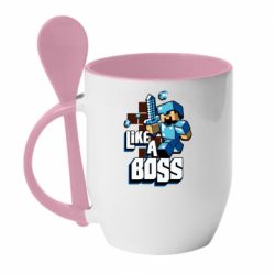 Чашка с ложкой Minecraft Like a Boss - PrintSalon