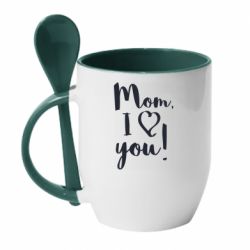 Чашка с ложкой Mom, I love you - PrintSalon
