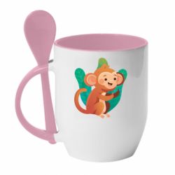 Чашка с ложкой Monkey. Fuck You - PrintSalon