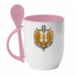 Кружка с керамической ложкой Морская Пехота Украины - PrintSalon