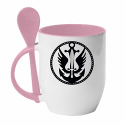 Кружка с керамической ложкой Морская Пехота - PrintSalon