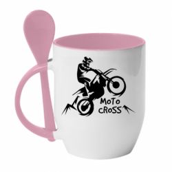 Чашка с ложкой Motocross sport - PrintSalon