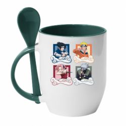 Чашка с ложкой Naruto team 7 in action - PrintSalon
