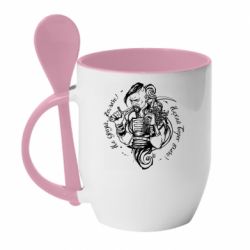 Кружка с керамической ложкой Не грусти казак, пусть враг плачет - PrintSalon