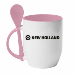 Чашка з ложкою New Holland логотип - PrintSalon