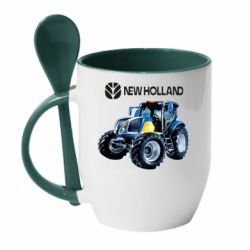 Чашка з ложкою New Holland tractor - PrintSalon