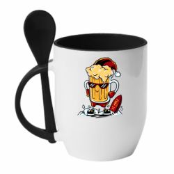 Чашка с ложкой New Year's beer - PrintSalon