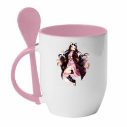 Чашка з ложкою Nezuko cat - PrintSalon