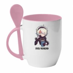 Чашка з ложкою Nier. Fuck Mankind - PrintSalon