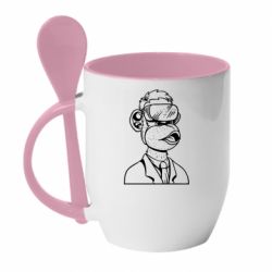 Чашка с ложкой Обезьяна в виртуальных очках - PrintSalon