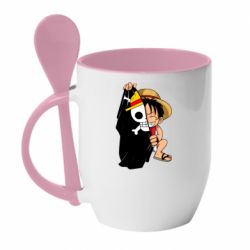 Чашка с ложкой One piece chibi Luffy - PrintSalon