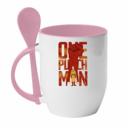 Чашка з ложкою One Punch Man Saitama - PrintSalon
