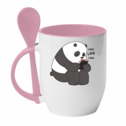 Чашка с ложкой Панда лайк - PrintSalon
