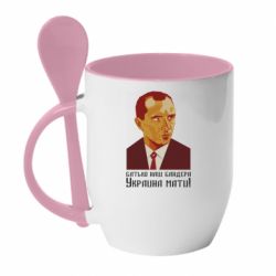Кружка с керамической ложкой Папа наш Бандера - PrintSalon