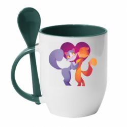 Чашка з ложкою Парочка. Котики - PrintSalon