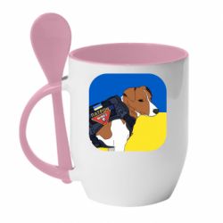 Чашка с ложкой Патрон на фоне флага - PrintSalon