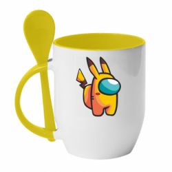 Чашка з ложкою Pikachu Among Us - PrintSalon