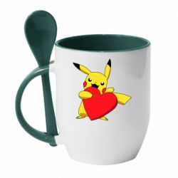 Чашка с ложкой Pikachu Heart - PrintSalon