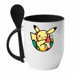 Чашка с ложкой Pikachu with ketchup - PrintSalon