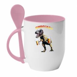 Чашка с ложкой Пивозавр - PrintSalon