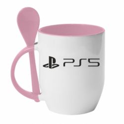 Чашка с ложкой PlayStation 5 Logo - PrintSalon