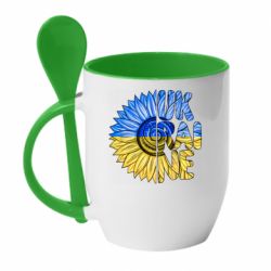 Чашка с ложкой Подсолнух Украина! - PrintSalon