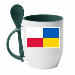 Чашка с ложкой Польша и Украина - PrintSalon
