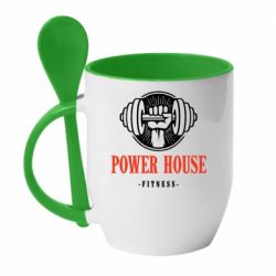 Чашка с ложкой Powerhouse fitness - PrintSalon