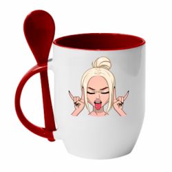 Чашка с ложкой Punk Girl - PrintSalon