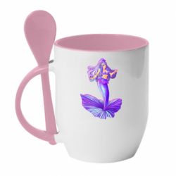 Чашка с ложкой Purple Mermaid Barbie - PrintSalon