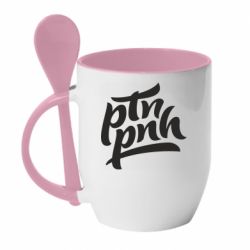 Кружка с керамической ложкой путин, пошел нах*й - PrintSalon