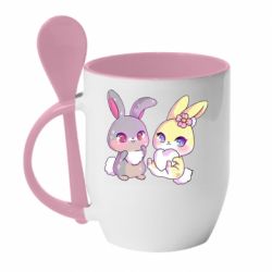 Чашка с ложкой Rabbits In Love - PrintSalon