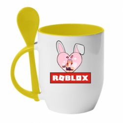 Чашка с ложкой Roblox Bunny Girl Skin - PrintSalon