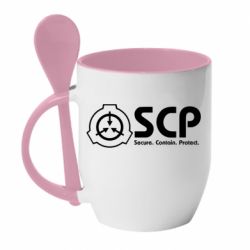 Чашка з ложкою SCP logo text - PrintSalon
