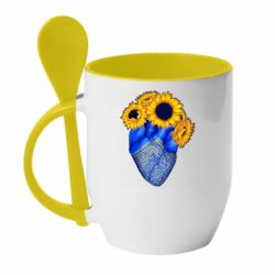Чашка з ложкою Серце України. - PrintSalon
