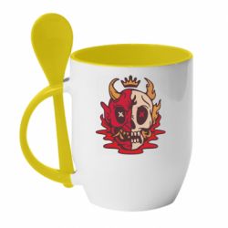 Чашка с ложкой Skull face - PrintSalon