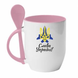 Чашка с ложкой Слава Украине! Герб - PrintSalon
