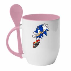 Чашка с ложкой Sonic and the jump - PrintSalon